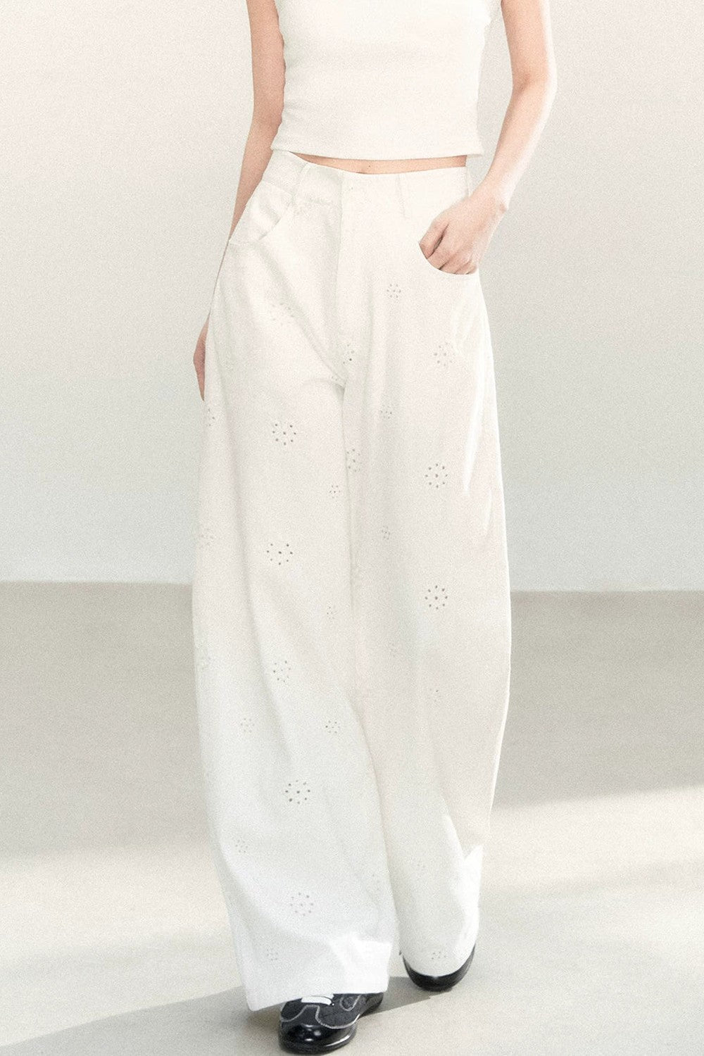Pure Cotton Wide-Leg Pants