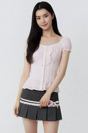 Pure Pink Ruffled Blouse Set-Up