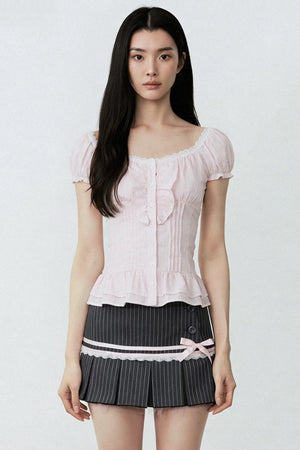 Pure Pink Ruffled Blouse Set-Up