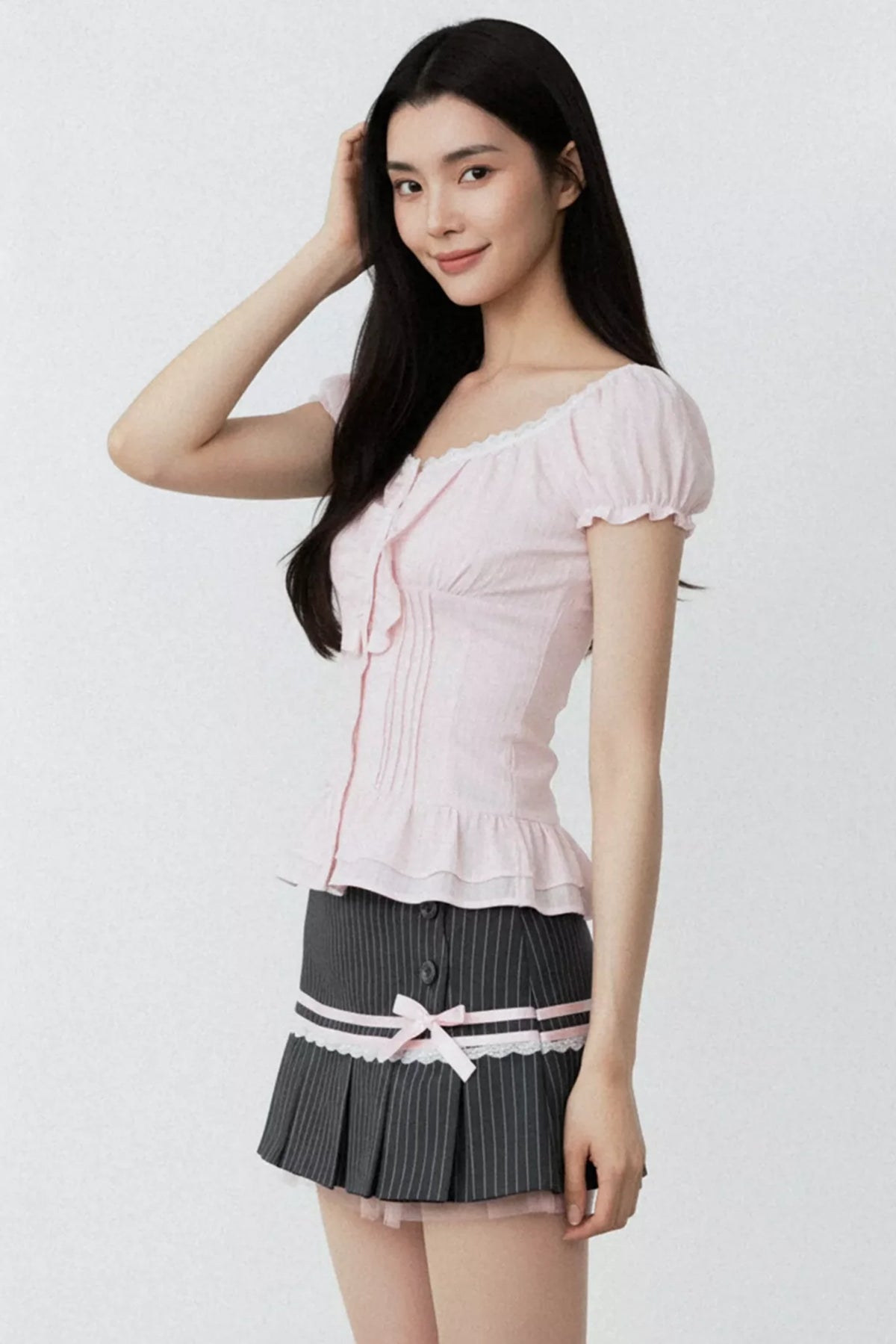 Pure Pink Ruffled Blouse Set-Up
