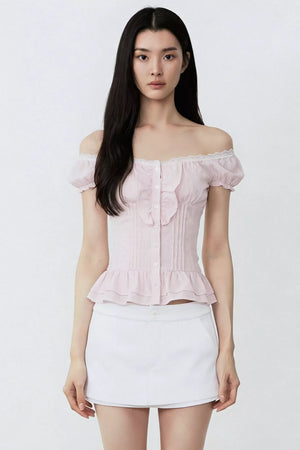 Pure Pink Ruffled Blouse Set-Up