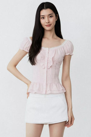 Pure Pink Ruffled Blouse Set-Up