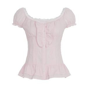 Pure Pink Ruffled Blouse Set-Up