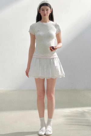Pure White Embroidered Skirt