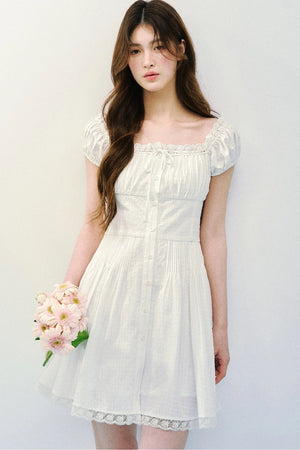Pure White Square Neck Dress