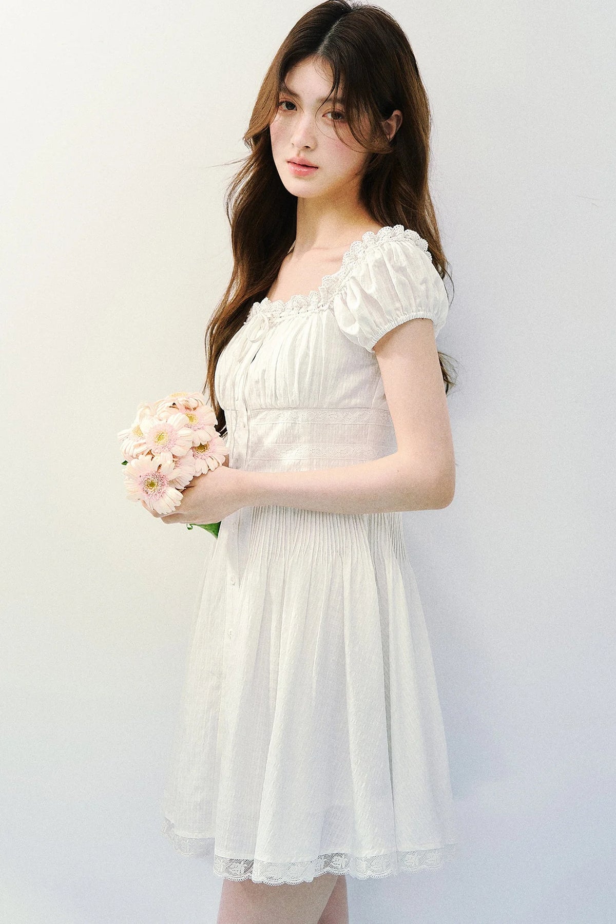 Pure White Square Neck Dress