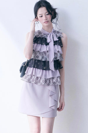 Purple Bow Ruffle Skirt