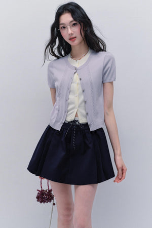 Purple Chimes Knit Cardigan Set-Up