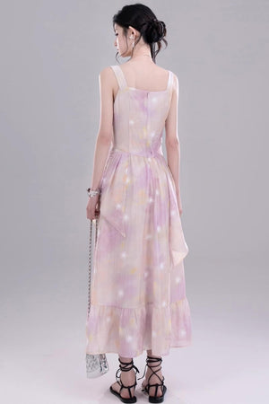 Purple Floral Sleeveless Dress