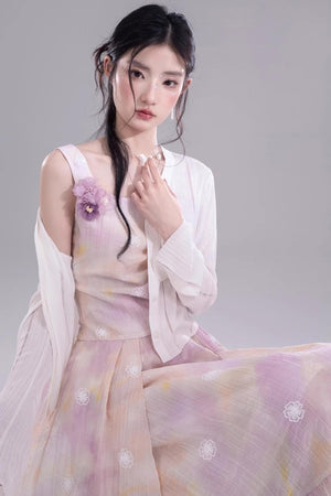 Purple Floral Sleeveless Dress
