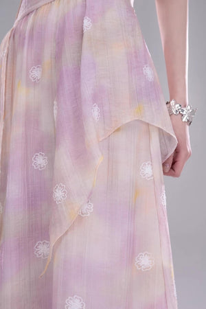 Purple Floral Sleeveless Dress