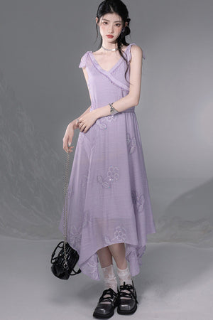 Purple Sequin Camisole And Asymmetrical Hem Dress Set