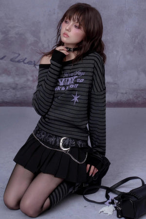 Purple Star Slanted Shoulder Sweatshirt