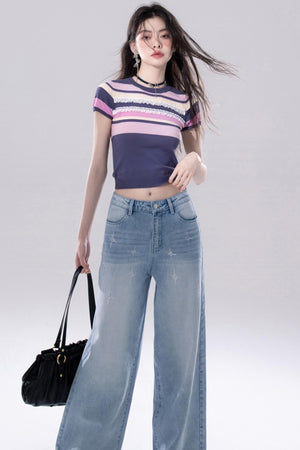 Purple Stripe Knit Top