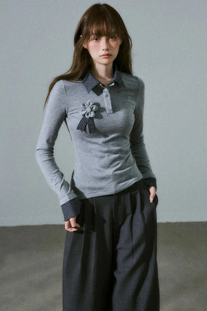 Quiet Plaid Long-sleeved Shirt