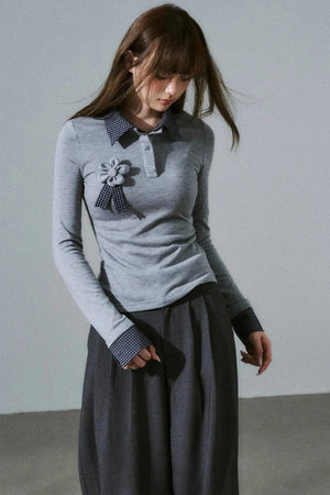Quiet Plaid Long-sleeved Shirt