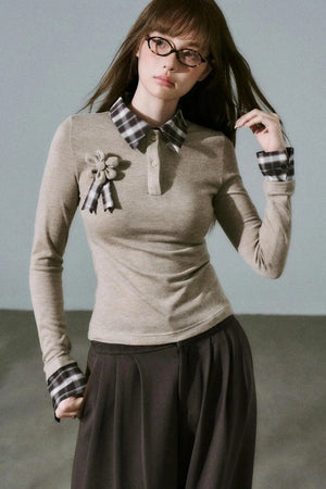 Quiet Plaid Long-sleeved Shirt