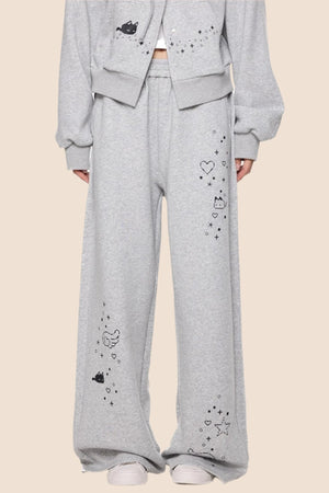 Rabbit Cartoon Hoodie Jacket Pants Set-Up