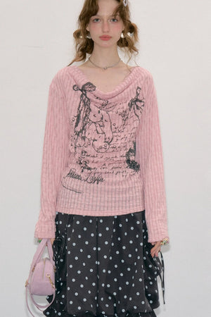 Rabbit Graffiti Knit Blouse