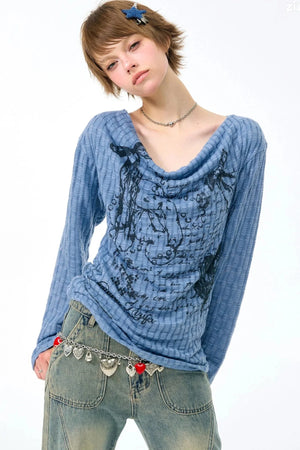 Rabbit Graffiti Knit Blouse