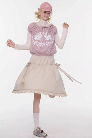 Rabbit Print Knit Blouse