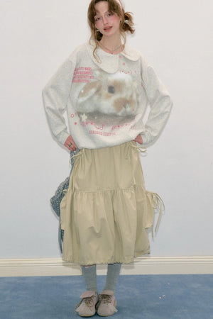 Rabbit Print Peter Pan Collar Sweatshirt