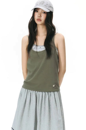 Racerback Special Embroidery Trim Tank Top
