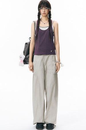Racerback Special Embroidery Trim Tank Top
