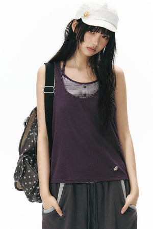 Racerback Special Embroidery Trim Tank Top