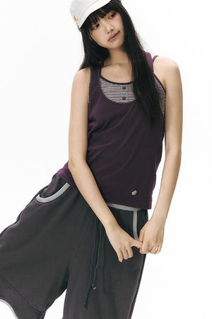 Racerback Special Embroidery Trim Tank Top