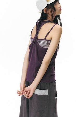 Racerback Special Embroidery Trim Tank Top