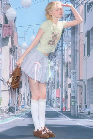 Rainbow Candy Plaid Skirt
