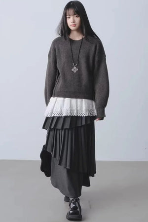 Rainy Pathway Asymmetrical Skirt