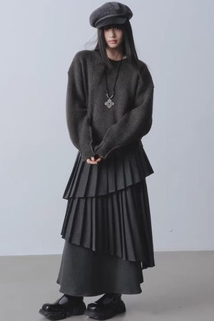 Rainy Pathway Asymmetrical Skirt