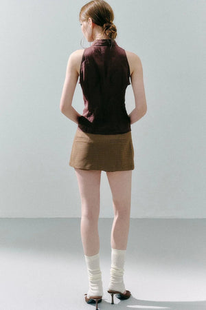 Ramie Dotted Jacquard Halter Top