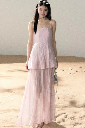 Ramie Pleated A-Line Dress