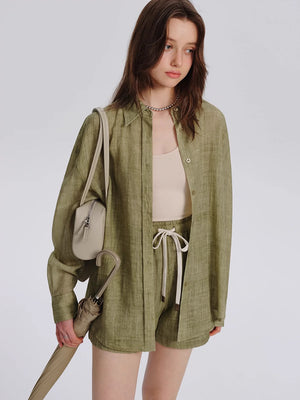 Ramie Tencel Sunscreen Shirt Set-Up