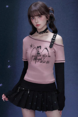 Raspberry Off-Shoulder Angel Top