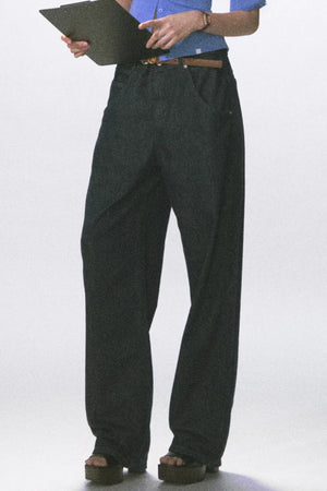 Raw Denim Wide-Leg Jeans