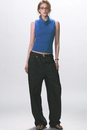 Raw Denim Wide-Leg Jeans