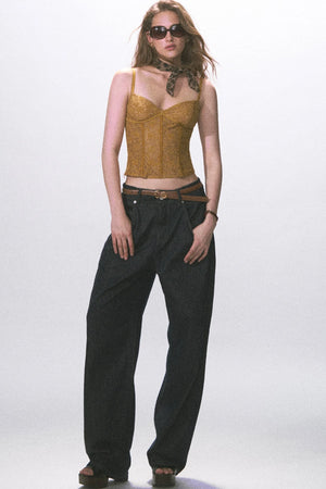 Raw Denim Wide-Leg Jeans