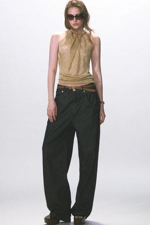 Raw Denim Wide-Leg Jeans