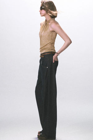 Raw Denim Wide-Leg Jeans