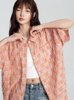Raw Edge Plaid Shirt