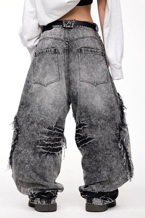 Raw-Edged Wide-Leg Trousers