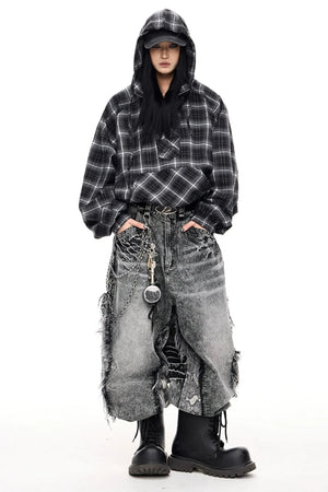 Raw-Edged Wide-Leg Trousers