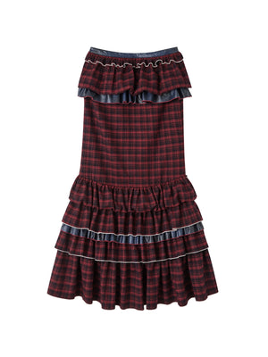 Red Check Fishtail Skirt
