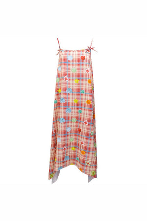 Red Plaid Long Camisole Dress