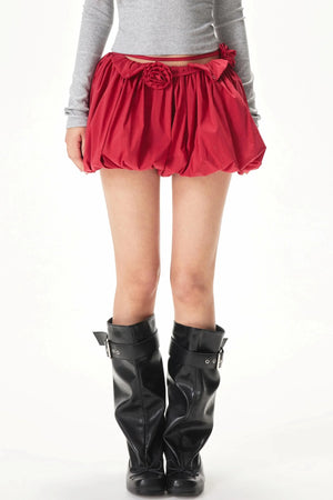 Red Puffy Flower Skirt