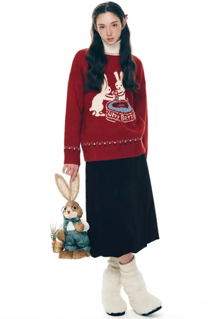 Red Rabbit Knitted Sweater